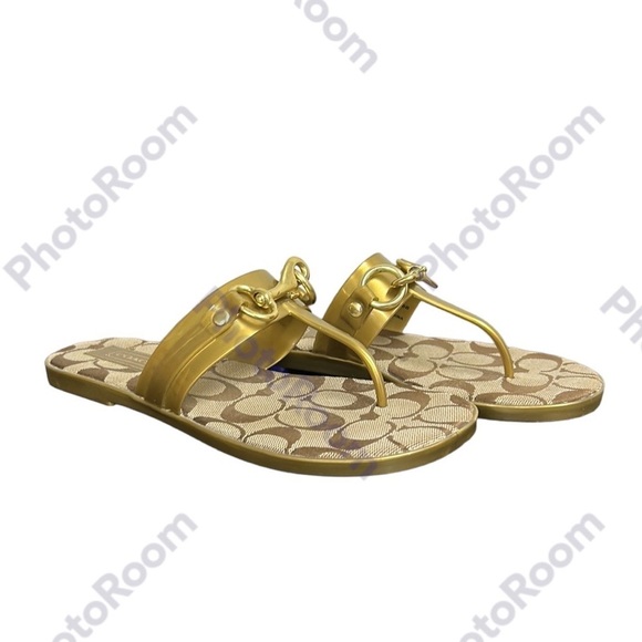 COACH | Rikki Metallic Sandal in Bronze Jelly Signature‎ Gold Lobster Clasp 6 - Picture 3 of 14
